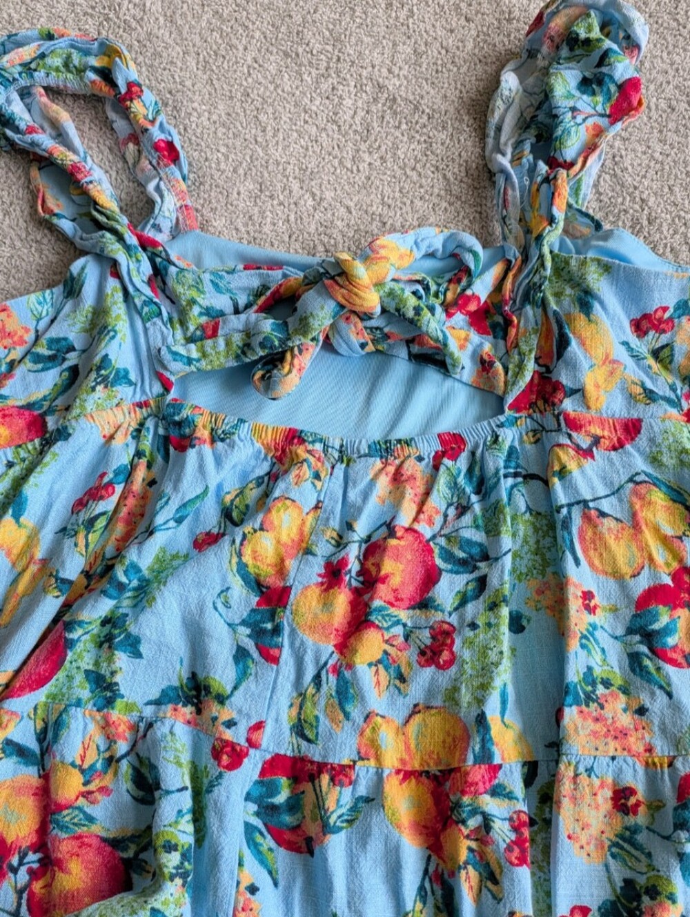 🌼B2G1🌼 LC Lauren Conrad Light Blue Fruit Print Square-Neck Mini Dress - Picture 7 of 8
